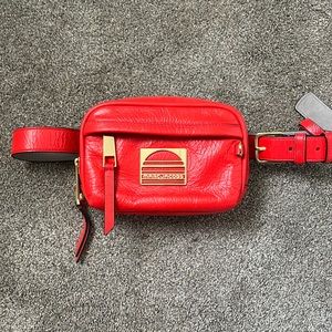 Marc Jacobs Orange Crinkled Leather Sport Belt Bag
